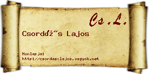 Csordás Lajos névjegykártya